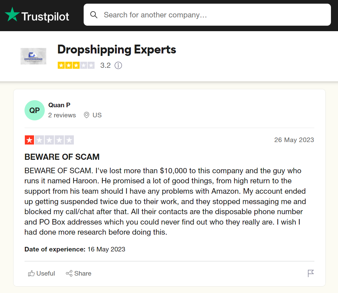 Negative reviews about Dropshipping Automation LLC
