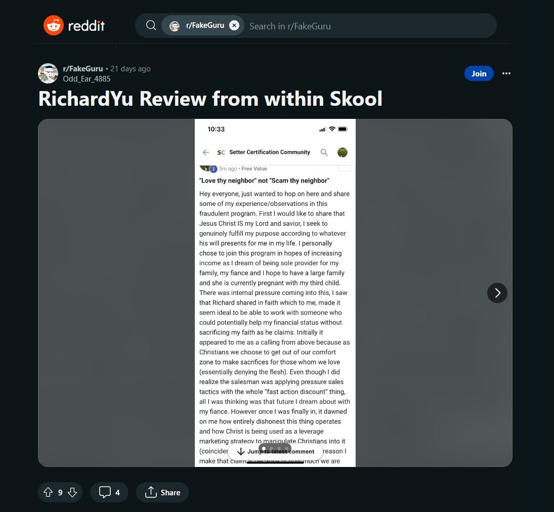 Richard Yu negative reviews