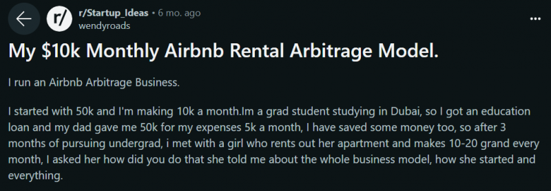 10K per month from airbnb arbitrage reddit experience