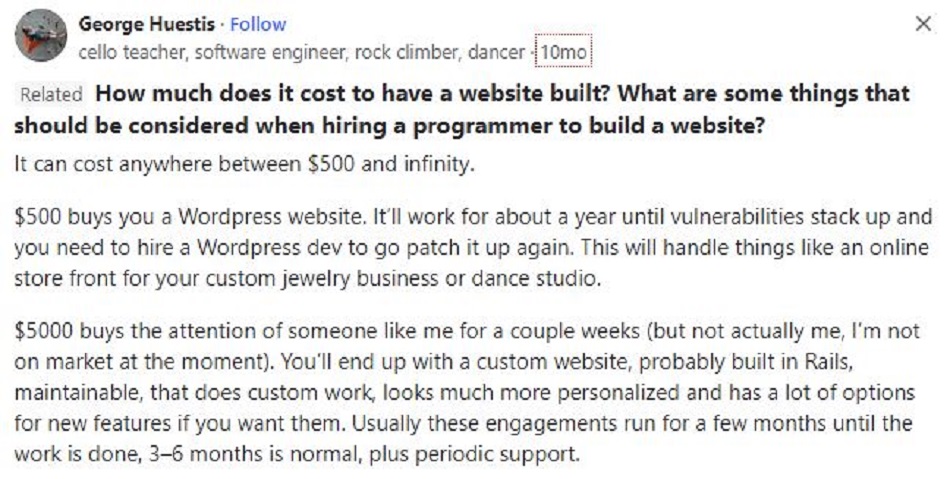 How much are businesses willing to pay for a custom website