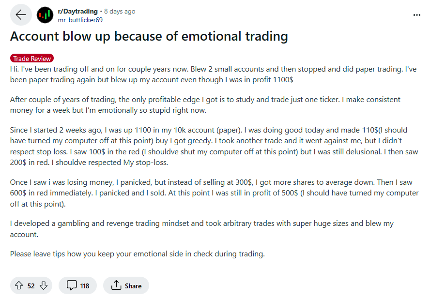 Reddit on trading behavior