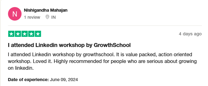 GrowthSchool positive Trustpilot review